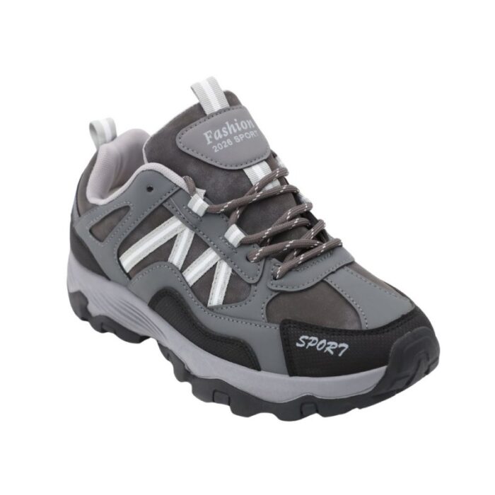 ⁦حذاء فاشن سبورت جلد للرجال لون رمادي⁩ - الصورة ⁦7⁩