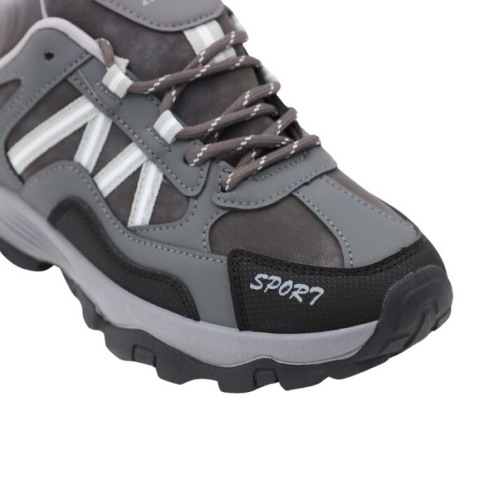 ⁦حذاء فاشن سبورت جلد للرجال لون رمادي⁩ - الصورة ⁦8⁩