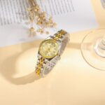 ⁦ساعة يد كوارتز فاخرة للنساء- بسوار رفيع أنيق دائري كوارتز فاخرة من الستانلس ستيل⁩ - الصورة ⁦3⁩