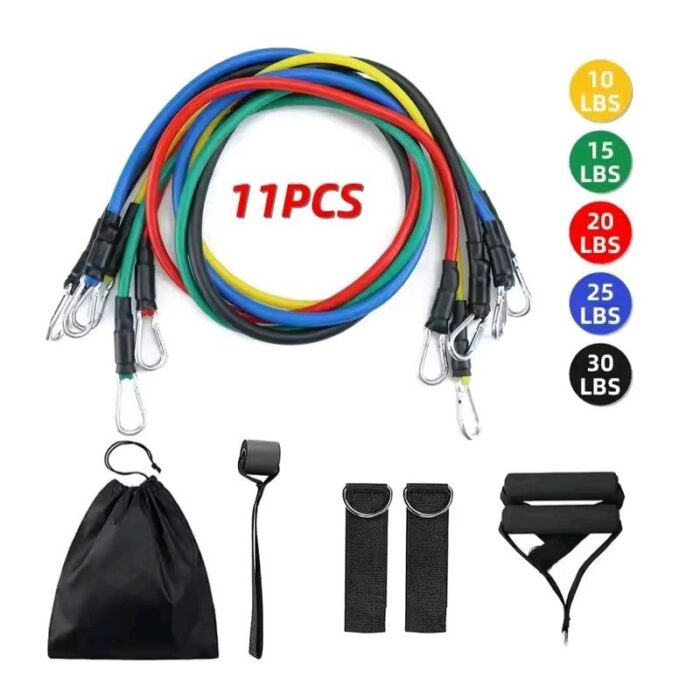 ⁦حبال المقاومة الرياضية الأصلية للتدريب و كمال الاجسام بديل نادي الحديد (11 قطعة) مصنوعة من مادة اللاتكس المتينة ذات جودة عالية تساعدك على التمرين بكل أمان⁩ - الصورة ⁦2⁩