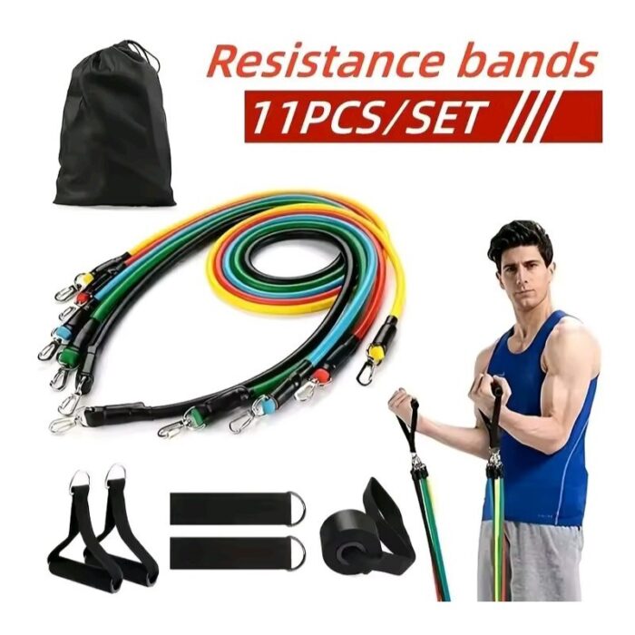 ⁦حبال المقاومة الرياضية الأصلية للتدريب و كمال الاجسام بديل نادي الحديد (11 قطعة) مصنوعة من مادة اللاتكس المتينة ذات جودة عالية تساعدك على التمرين بكل أمان⁩ - الصورة ⁦3⁩