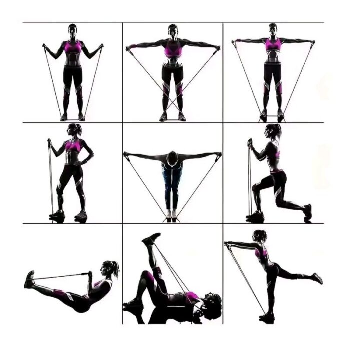 ⁦حبال المقاومة الرياضية الأصلية للتدريب و كمال الاجسام بديل نادي الحديد (11 قطعة) مصنوعة من مادة اللاتكس المتينة ذات جودة عالية تساعدك على التمرين بكل أمان⁩ - الصورة ⁦4⁩