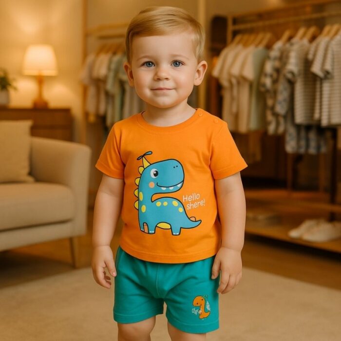 ⁦طقم قطعتين لون برتقالي و أخضر⁩ - الصورة ⁦3⁩