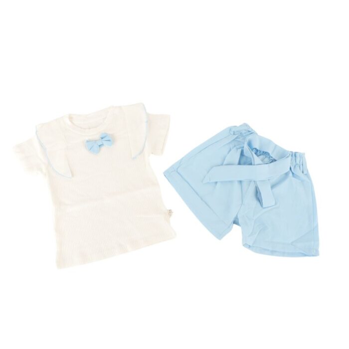⁦طقم قطعتين للأطفال لون أزرق وأبيض⁩ - الصورة ⁦5⁩