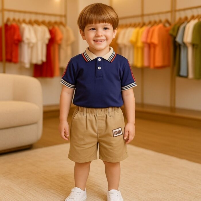 103382821_685eb6cdbad48 طقم قطعتين للأطفال لون أزرق وبيج - الصورة 1