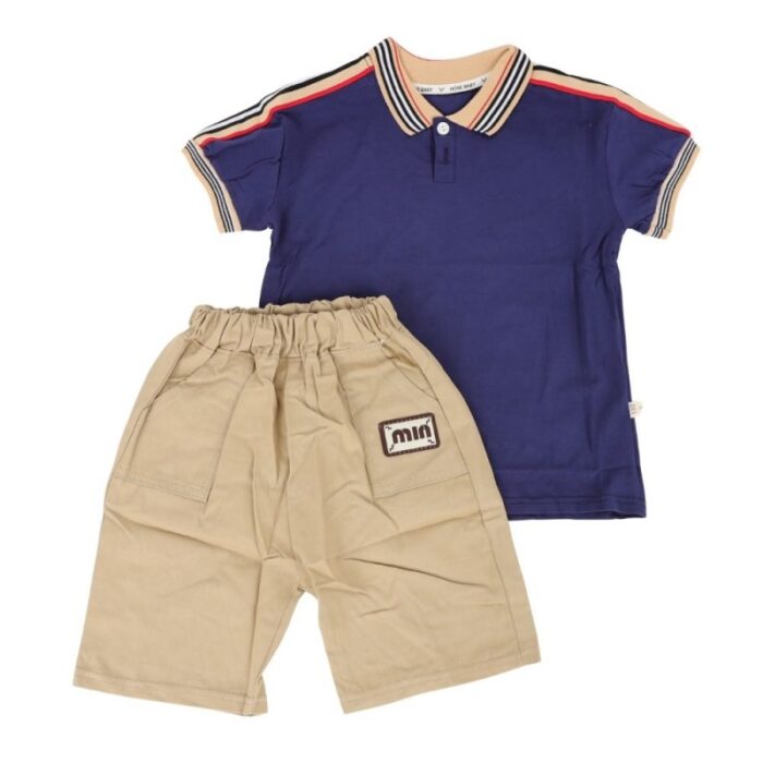 ⁦طقم قطعتين للأطفال لون أزرق وبيج⁩ - الصورة ⁦3⁩