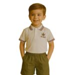 طقم قطعتين للأطفال لون أبيض