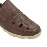 ⁦حذاء جلد طبيعي للرجال لون بني غامق ونعل بيج⁩ - الصورة ⁦3⁩