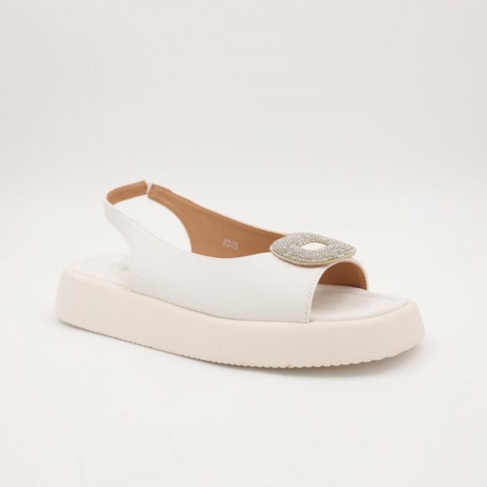 ⁦صندل للصبايا قماش لون ابيض⁩ - الصورة ⁦2⁩