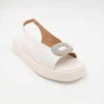 ⁦صندل للصبايا قماش لون ابيض⁩ - الصورة ⁦7⁩