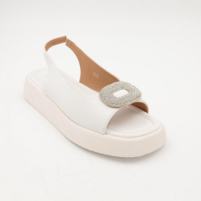 ⁦صندل للصبايا قماش لون ابيض⁩ - الصورة ⁦7⁩