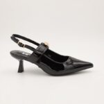 ⁦حذاء كعب متوسط رفيع للنساء لون اسود لامع⁩ - الصورة ⁦3⁩