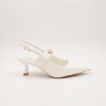 ⁦حذاء كعب متوسط رفيع للنساء لون ابيض لامع⁩ - الصورة ⁦3⁩