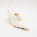 ⁦حذاء كعب متوسط رفيع للنساء لون ابيض لامع⁩ - الصورة ⁦6⁩