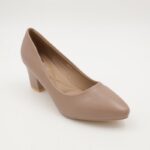 حذاء كعب عريض عالي للنساء لون بني