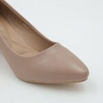 ⁦حذاء كعب عريض عالي للنساء لون بني⁩ - الصورة ⁦2⁩