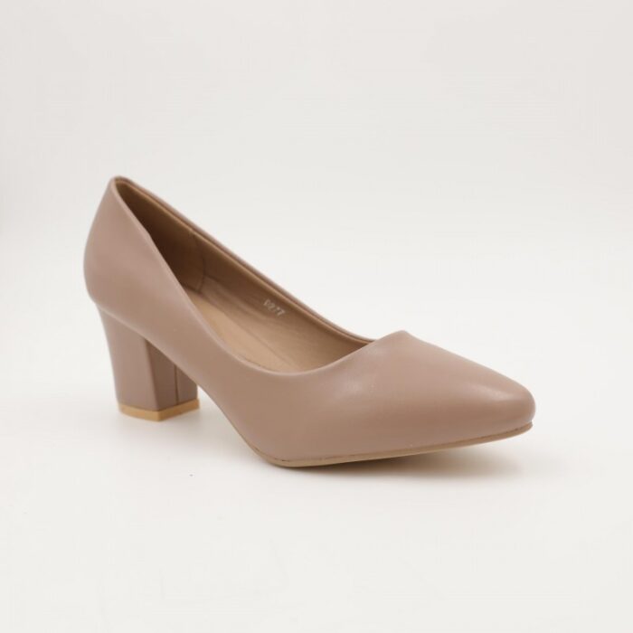 ⁦حذاء كعب عريض عالي للنساء لون بني⁩ - الصورة ⁦4⁩