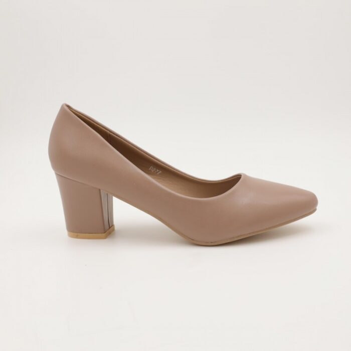 ⁦حذاء كعب عريض عالي للنساء لون بني⁩ - الصورة ⁦5⁩