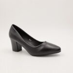 ⁦حذاء كعب عريض عالي للنساء لون اسود⁩ - الصورة ⁦2⁩