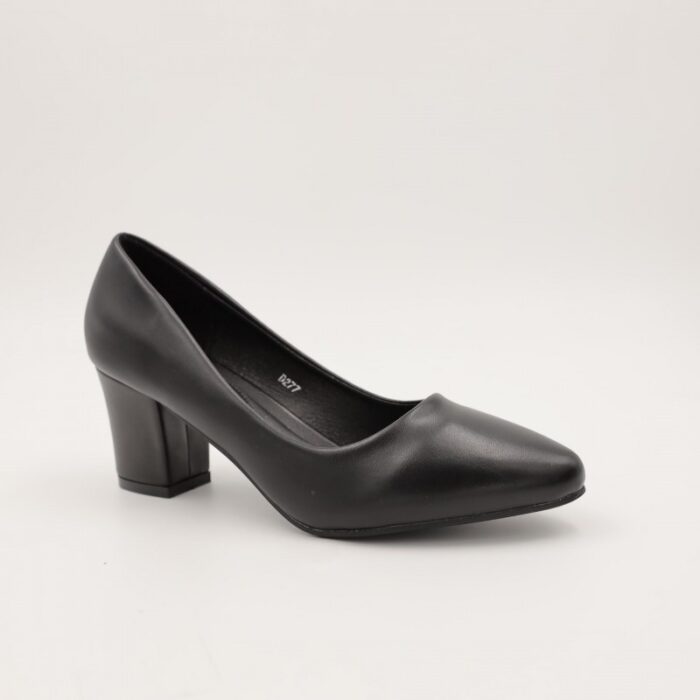 ⁦حذاء كعب عريض عالي للنساء لون اسود⁩ - الصورة ⁦2⁩