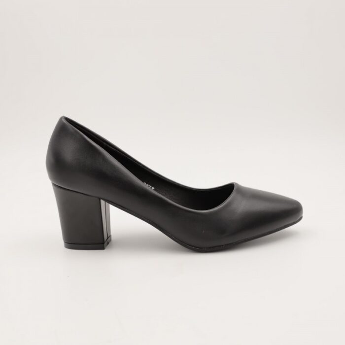 ⁦حذاء كعب عريض عالي للنساء لون اسود⁩ - الصورة ⁦3⁩