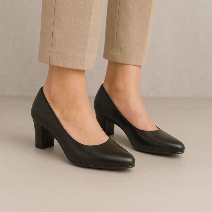 ⁦حذاء كعب عريض عالي للنساء لون اسود⁩ - الصورة ⁦7⁩