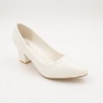 ⁦حذاء كعب عريض عالي للنساء لون ابيض⁩ - الصورة ⁦2⁩