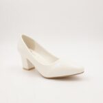 ⁦حذاء كعب عريض عالي للنساء لون ابيض⁩ - الصورة ⁦5⁩