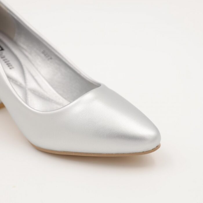 ⁦حذاء كعب عريض عالي للنساء لون فضي⁩ - الصورة ⁦4⁩