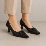 ⁦حذاء كعب رفيع عالي للنساء لون اسود⁩ - الصورة ⁦7⁩