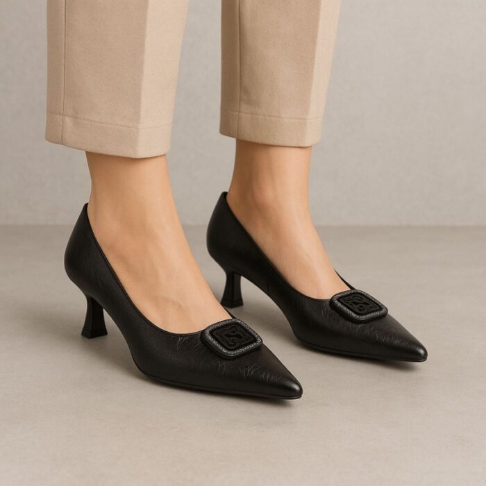 ⁦حذاء كعب رفيع عالي للنساء لون اسود⁩ - الصورة ⁦7⁩