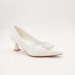 ⁦حذاء كعب رفيع عالي للنساء لون ابيض⁩ - الصورة ⁦2⁩