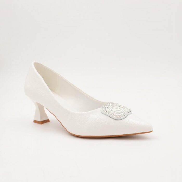 ⁦حذاء كعب رفيع عالي للنساء لون ابيض⁩ - الصورة ⁦2⁩