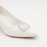 ⁦حذاء كعب رفيع عالي للنساء لون ابيض⁩ - الصورة ⁦6⁩