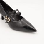 ⁦حذاء كعب رفيع متوسط للنساء مع حزام لون اسود⁩ - الصورة ⁦6⁩