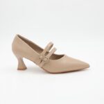 ⁦حذاء كعب رفيع متوسط للنساء مع حزام لون عسلي⁩ - الصورة ⁦5⁩