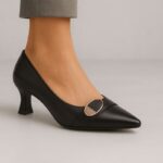 ⁦حذاء كعب متوسط رفيع لون اسود⁩ - الصورة ⁦6⁩