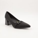 ⁦حذاء كعب عالي عريض لون اسود⁩ - الصورة ⁦2⁩