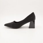 ⁦حذاء كعب عالي عريض لون اسود⁩ - الصورة ⁦4⁩