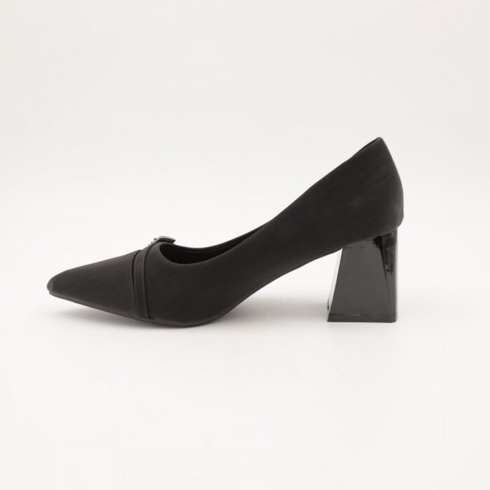 ⁦حذاء كعب عالي عريض لون اسود⁩ - الصورة ⁦4⁩