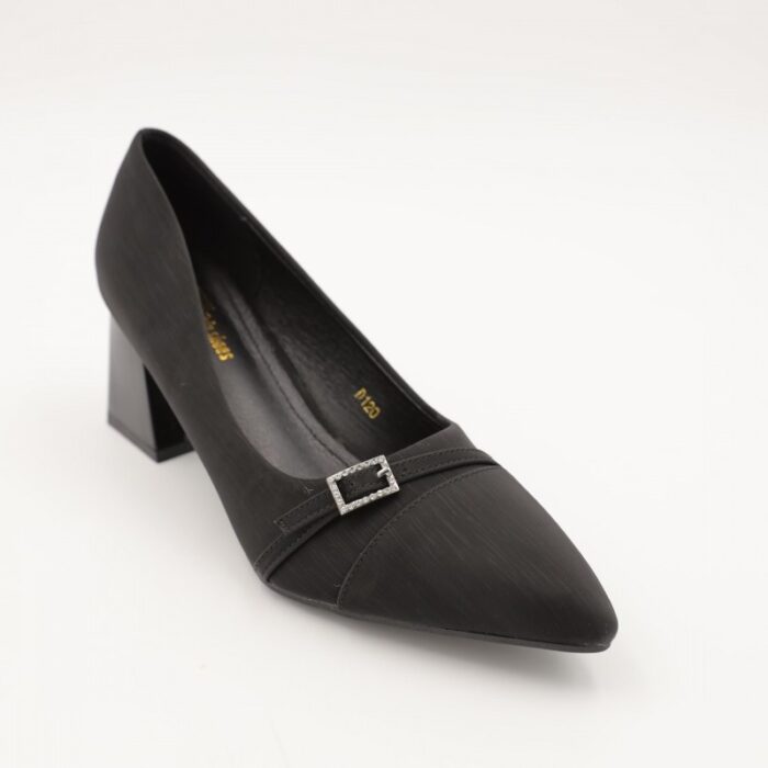 ⁦حذاء كعب عالي عريض لون اسود⁩ - الصورة ⁦5⁩