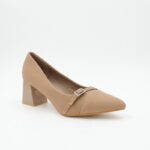 ⁦حذاء كعب عالي عريض لون بيج⁩ - الصورة ⁦4⁩