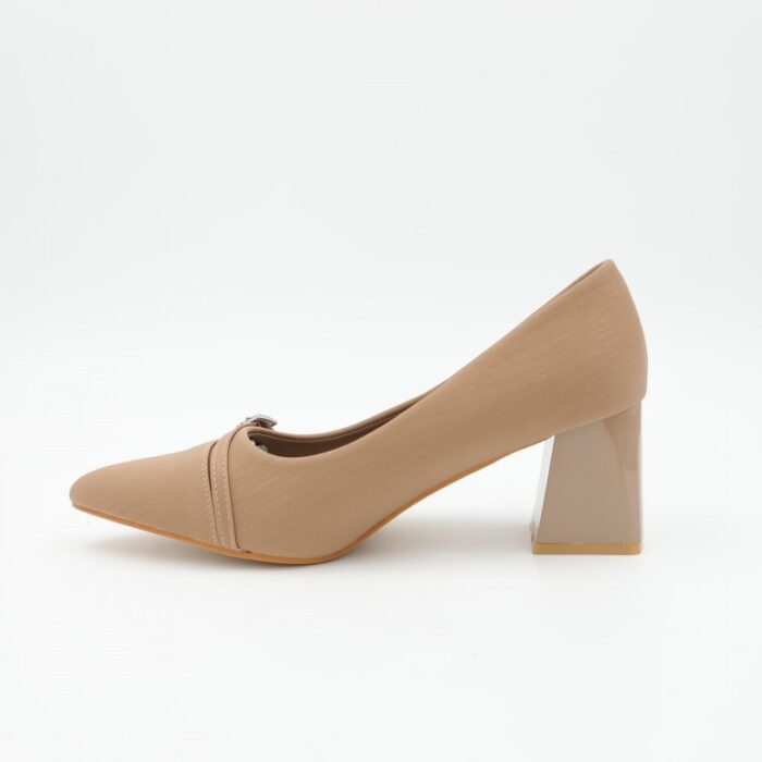 ⁦حذاء كعب عالي عريض لون بيج⁩ - الصورة ⁦6⁩