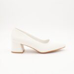 حذاء كعب عريض متوسط للنساء لون اوف وايت