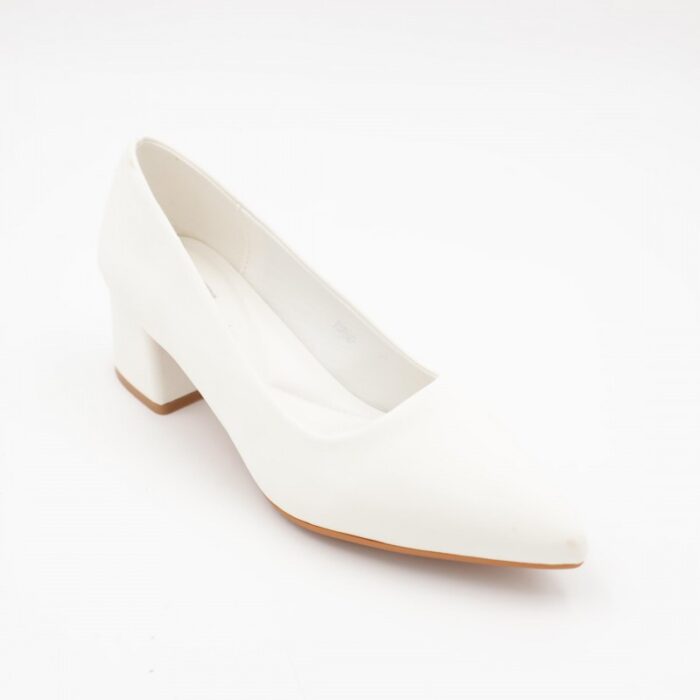 ⁦حذاء كعب عريض متوسط للنساء لون اوف وايت⁩ - الصورة ⁦4⁩