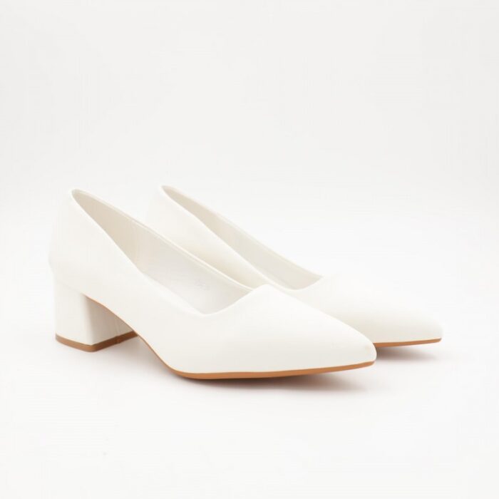 ⁦حذاء كعب عريض متوسط للنساء لون اوف وايت⁩ - الصورة ⁦5⁩