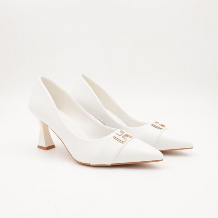 ⁦حذاء كعب عالي رفيع للنساء لون ابيض⁩ - الصورة ⁦3⁩