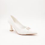 ⁦حذاء كعب عالي رفيع للنساء لون ابيض⁩ - الصورة ⁦4⁩