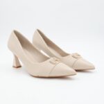 ⁦حذاء كعب عالي رفيع للنساء لون بيج⁩ - الصورة ⁦2⁩