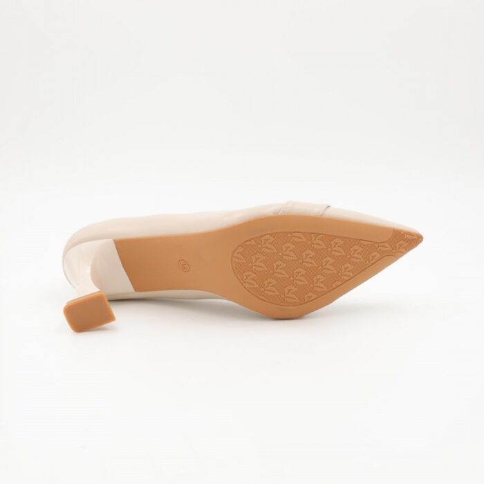 ⁦حذاء كعب عالي رفيع للنساء لون بيج⁩ - الصورة ⁦6⁩